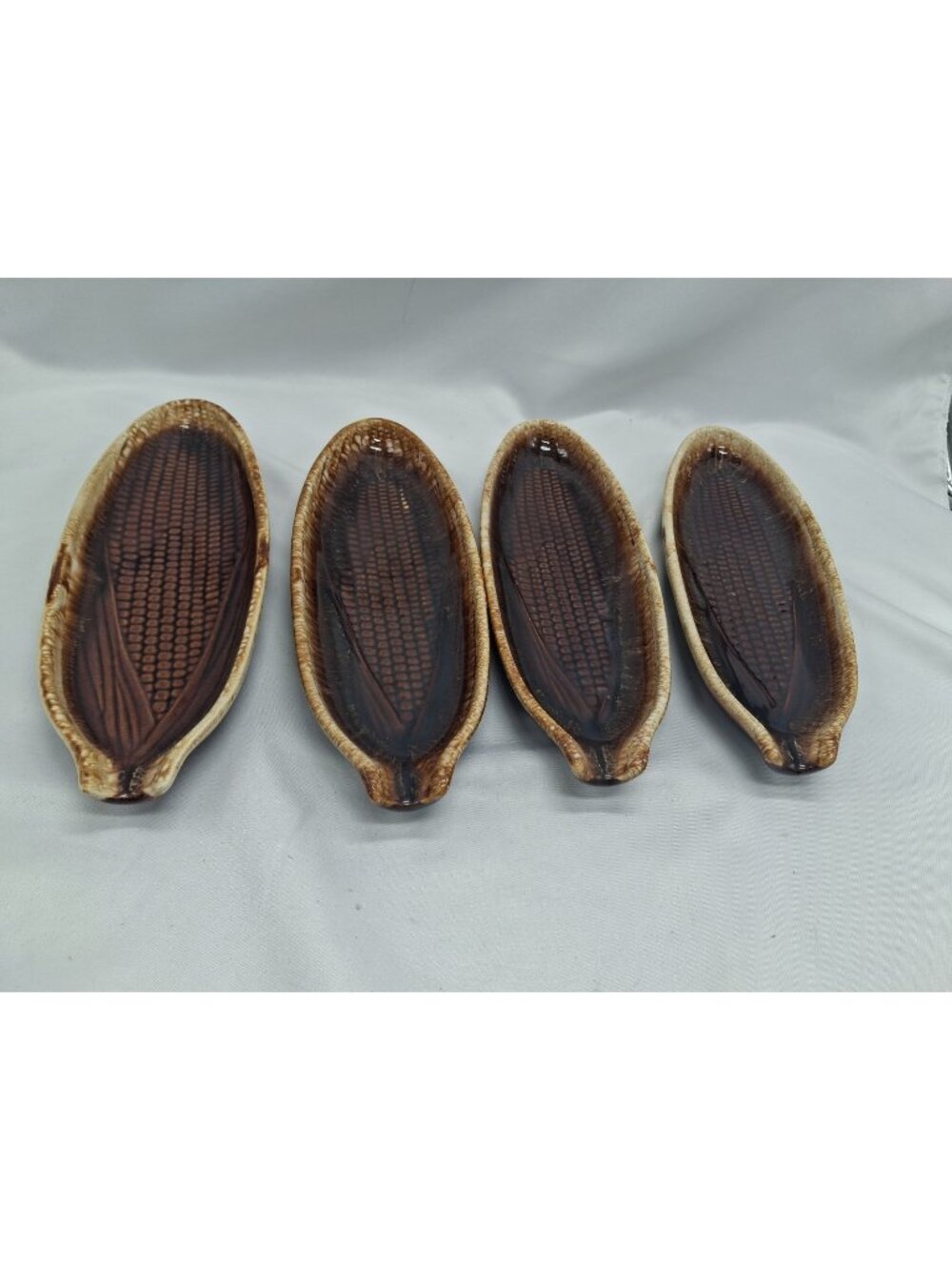 Vintage McCoy USA Brown Drip Corn Dish Holder 7316 Lot Of 4